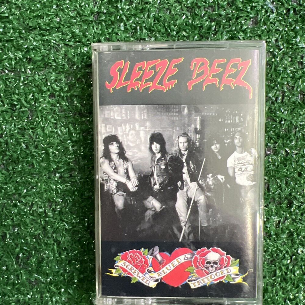 VTG Sleeze Beez Screwed Blued & Tattooed Cassette Tape 1990 Holland Pop Metal